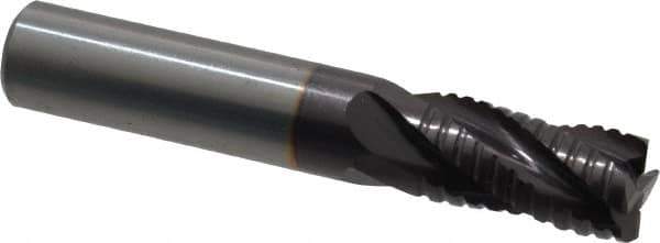Guhring - 1/2" Diam, Fine Pitch, 1" LOC, 4 Flute Solid Carbide Roughing Square End Mill - FIREX Finish, 3" OAL, 1/2" Shank Diam, Single End, Centercutting - USA Tool & Supply