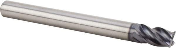 Kennametal - 1/2", 4 Flute, Single End, Solid Carbide, 0.06" Corner Radius End Mill - 3" OAL, 38° Helix, Right Hand Flute, 5/8" LOC, Right Hand Cut - USA Tool & Supply