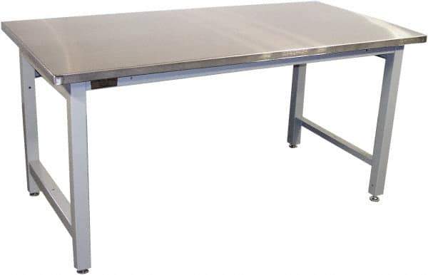 Proline - 72 Wide x 30" Deep x 36" High, Stainless Steel Workbench - Adjustable Height Legs, Gray - USA Tool & Supply