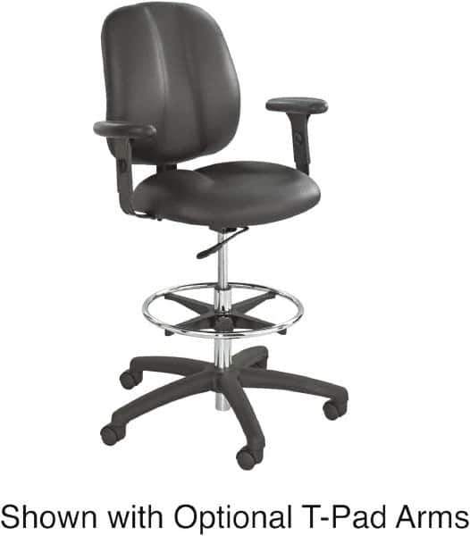 Safco - 22 to 32" High Extended Height Chair - 26" Wide x 27" Deep, Vinyl Seat, Black - USA Tool & Supply