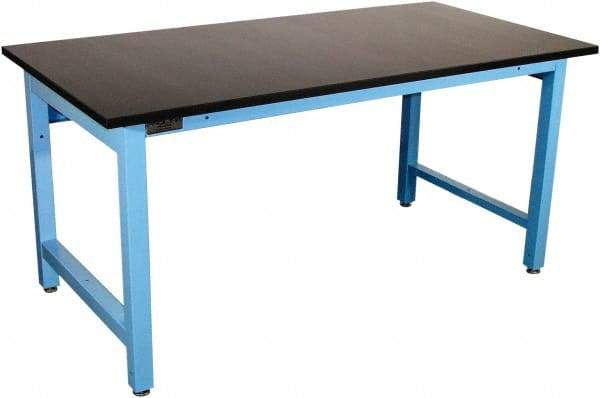 Proline - 60 Wide x 36" Deep x 36" High, Epoxy Resin Workbench - Adjustable Height Legs, Blue - USA Tool & Supply