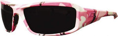 Edge Eyewear - Smoke Lenses, Framed Safety Glasses - Scratch Resistant, White, Pink, Black Nylon Frame, Size Universal, Wrap Around - USA Tool & Supply