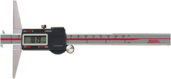 SPI - 0" to 6" Electronic Depth Gage - 0.001" Accuracy, 0.0005" Resolution, 4" Base Length - USA Tool & Supply
