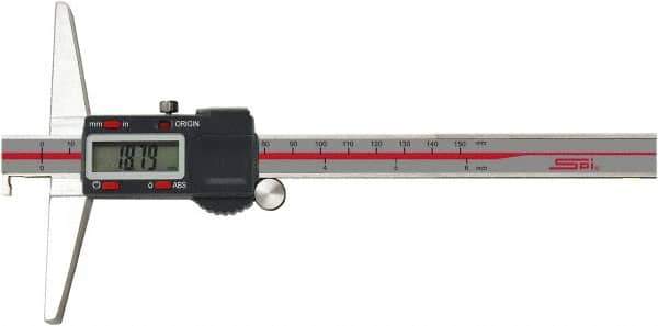SPI - 0" to 12" Electronic Depth Gage - 0.0015" Accuracy, 0.0005" Resolution, 6" Base Length - USA Tool & Supply