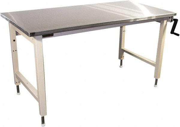 Proline - 72 Wide x 30" Deep x 42" High, Stainless Steel Workbench - Adjustable Height Legs, Blue - USA Tool & Supply