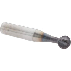Accupro - 1/2" Diam, 0.466" LOC, 4 Flute Solid Carbide Ball End Mill - nACo Finish, Single End, 3" OAL, 1/2" Shank Diam, Undercutting - USA Tool & Supply