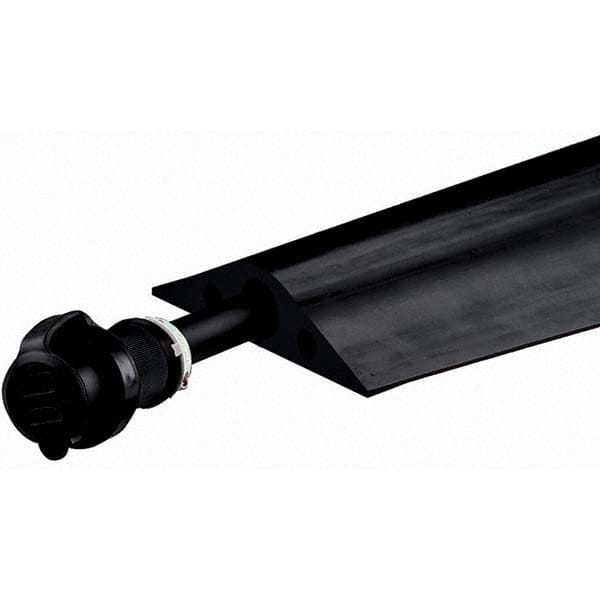 Checkers - 3 Channel 5" Long, 3/4" Max Compatible Cable Diam, Black Rubber On Floor Cable Covers - USA Tool & Supply