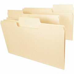 SMEAD - 14-5/8 x 9-1/2", Legal, Manila, File Folders with Top Tab - 14 Point Stock, Assorted Tab Cut Location - USA Tool & Supply