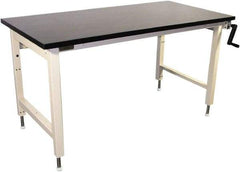 Proline - 72 Wide x 30" Deep x 42" High, Chem-Guard Workbench - Adjustable Height Legs, Beige - USA Tool & Supply