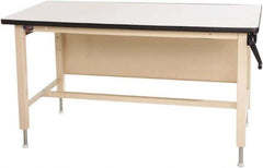 Proline - 72 Wide x 30" Deep x 42" High, Plastic Laminate Workbench - Adjustable Height Legs, Beige - USA Tool & Supply