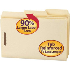 SMEAD - 14-5-8 x 9-15/16", Legal, Manila, File Folders with Top Tab - 11 Point Stock, Assorted Tab Cut Location - USA Tool & Supply