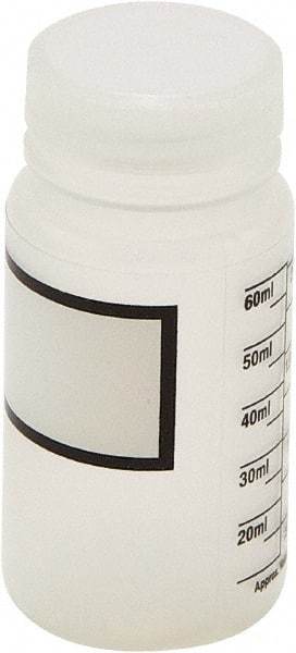 Dynalon Labware - 60 mL Wide-Mouth Bottle - Polypropylene, Translucent, 3.2" High x 1.6" Diam, 33mm Cap - USA Tool & Supply