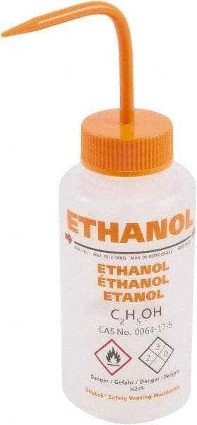 Dynalon Labware - 500 mL Safety Wash Bottle - Polyethylene, Translucent, 6-1/2" High x 3" Diam, 50mm Cap - USA Tool & Supply