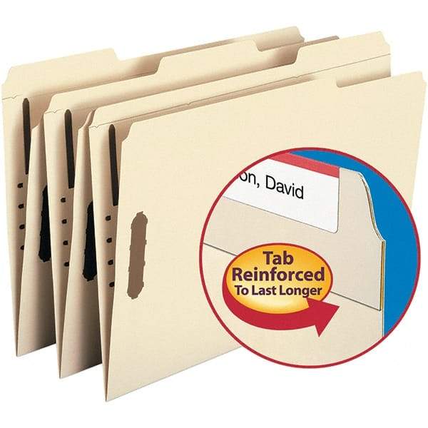 SMEAD - 14-5/8 x 9-1/2", Legal, Manila, File Folders with Top Tab - 11 Point Stock, Assorted Tab Cut Location - USA Tool & Supply