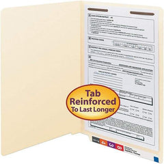 SMEAD - 15-1/4 x 9-1/2", Legal, Manila, File Folders with End Tab - 11 Point Stock, Straight Tab Cut Location - USA Tool & Supply