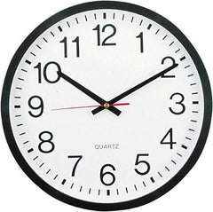 UNIVERSAL - 11-1/2 Inch Diameter, White Face, Dial Wall Clock - Analog Display, Black Case, Runs on AA Battery - USA Tool & Supply