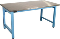 Proline - 60 Wide x 36" Deep x 36" High, Stainless Steel Workbench - Adjustable Height Legs, Blue - USA Tool & Supply