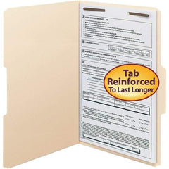 SMEAD - 14-5/8 x 9-1/2", Legal, Manila, File Folders with Top Tab - 11 Point Stock, Assorted Tab Cut Location - USA Tool & Supply