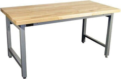 Proline - 72 Wide x 30" Deep x 36" High, Butcher Block Maple Workbench - Adjustable Height Legs, Gray - USA Tool & Supply