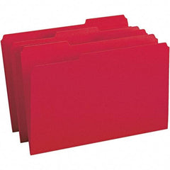 SMEAD - 14-5/8 x 9-1/2", Legal, Red, File Folders with Top Tab - 11 Point Stock, Assorted Tab Cut Location - USA Tool & Supply
