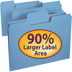 SMEAD - 11-5/8 x 9-1/2", Letter Size, Blue, File Folders with Top Tab - 11 Point Stock, Assorted Tab Cut Location - USA Tool & Supply