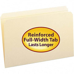 SMEAD - 14-5/8 x 9-1/2", Legal, Manila, File Folders with Top Tab - 11 Point Stock, Straight Tab Cut Location - USA Tool & Supply