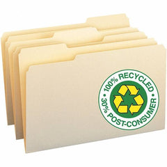SMEAD - 14-5/8 x 9-1/2", Legal, Manila, File Folders with Top Tab - 11 Point Stock, Assorted Tab Cut Location - USA Tool & Supply