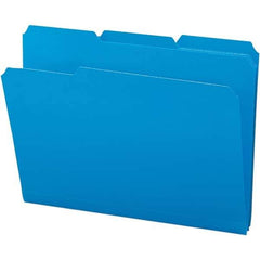 SMEAD - 11-5/8 x 9-1/2", Letter Size, Blue, File Folders with Top Tab - Assorted Tab Cut Location - USA Tool & Supply