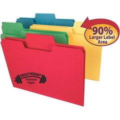 SMEAD - 11-5/8 x 9-1/2", Letter Size, Assorted Colors, File Folders with Top Tab - 14 Point Stock, Assorted Tab Cut Location - USA Tool & Supply