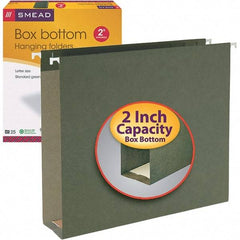 SMEAD - 12-1/4 x 9-1/2", Letter Size, Standard Green, Hanging File Folders with Box Bottom - 11 Point Stock - USA Tool & Supply