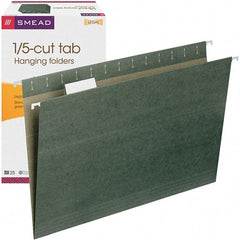 SMEAD - 14-5/8 x 9-1/2", Legal, Standard Green, Hanging File Folder - 11 Point Stock, 1/5 Tab Cut Location - USA Tool & Supply