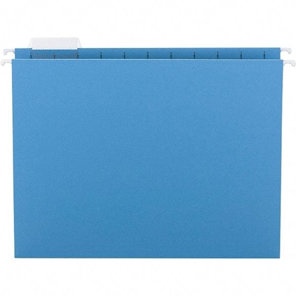 SMEAD - 12-1/4 x 9-1/2", Letter Size, Blue, Hanging File Folder - 11 Point Stock, 1/5 Tab Cut Location - USA Tool & Supply