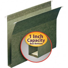 SMEAD - 12-1/4 x 9-1/2", Letter Size, Standard Green, Hanging File Folders with Box Bottom - 11 Point Stock - USA Tool & Supply