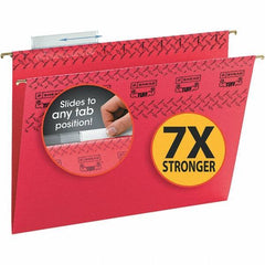 SMEAD - 12-1/4 x 9-1/2", Letter Size, Red, Hanging File Folder - 11 Point Stock, 1/3 Tab Cut Location - USA Tool & Supply