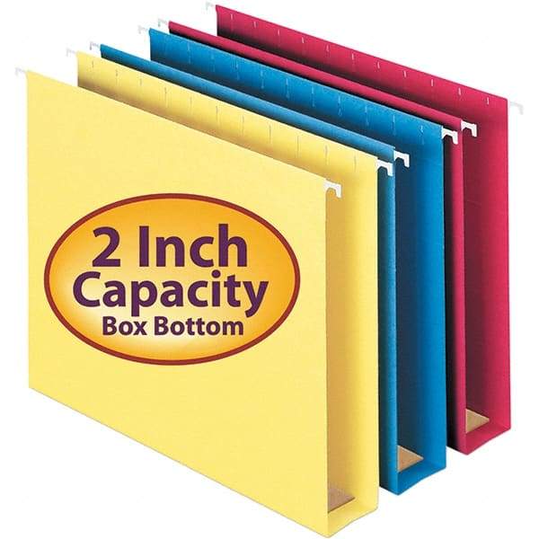 SMEAD - 12-1/4 x 9-1/2", Letter Size, Assorted Colors, Hanging File Folders with Box Bottom - 11 Point Stock, 1/5 Tab Cut Location - USA Tool & Supply