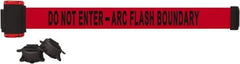 Banner Stakes - 7' Long x 2-1/2" Wide Nylon/Polyester Magnetic Wall Mount Barrier - Black on Red - USA Tool & Supply