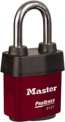 Master Lock - 1-1/2" Shackle Clearance, Keyed Different Padlock - 5/16" Shackle Diam, Laminated Steel - USA Tool & Supply