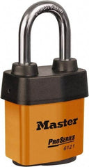 Master Lock - 1-1/2" Shackle Clearance, Keyed Different Padlock - 5/16" Shackle Diam, Laminated Steel - USA Tool & Supply