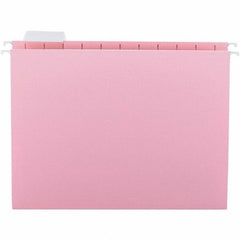 SMEAD - 12-1/4 x 9-1/2", Letter Size, Pink, Hanging File Folder - 11 Point Stock, 1/5 Tab Cut Location - USA Tool & Supply