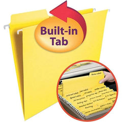SMEAD - 12-1/4 x 9-1/2", Letter Size, Yellow, Hanging File Folder - 11 Point Stock, 1/3 Tab Cut Location - USA Tool & Supply