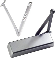Ability One - 12" Closer Body Length, Institutional Grade 1 Door Closer Manual Damper - Aluminum Finish, Non-Handed - USA Tool & Supply