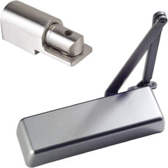 Ability One - 12" Closer Body Length, Commercial Grade 1 Door Closer Manual Damper - Aluminum Finish, Non-Handed - USA Tool & Supply