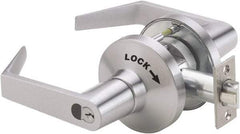 Ability One - Grade 1 Vestibule/Classroom/Security Lever Lockset - 2-3/4" Back Set, Zinc, Satin Chrome Finish - USA Tool & Supply