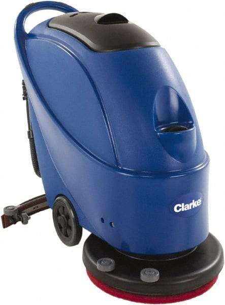 Clarke - 20" Cleaning Width, Battery Powered Floor Scrubber - 0.75 hp, 160 RPM, 10.5 Gal Tank Capacity - USA Tool & Supply