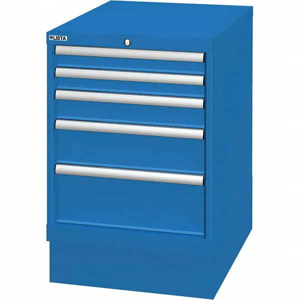 LISTA - 5 Drawer, 33 Compartment Bright Blue Steel Modular Storage Cabinet - USA Tool & Supply