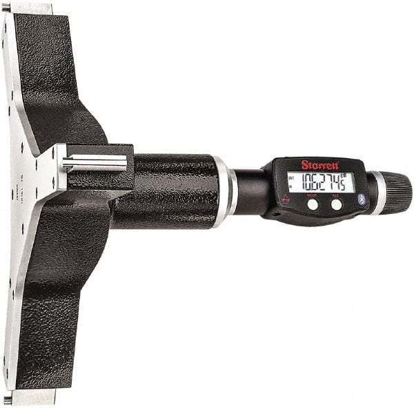 Starrett - 10" to 11", IP67, Carbide Face Electronic Inside Micrometer - 0.00005" Resolution, 0.00035" Accuracy, 4-5/8" Gage Depth - USA Tool & Supply