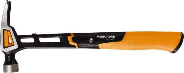 Fiskars - 16 oz Head, Straight Nail Hammer - 13-1/2" OAL, Forged Steel Head, 1-3/16" Face Diam, Smooth Face - USA Tool & Supply