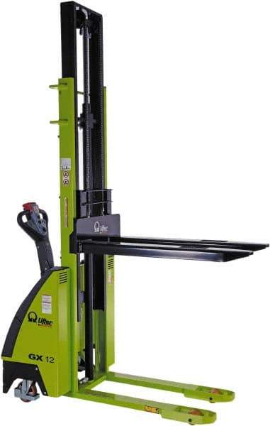 Vestil - 2,500 Lb Capacity, 89" Lift Height, Battery Operated Self-Propelled Electric Stacker - 45" Fork Length x 22" Fork Width - USA Tool & Supply