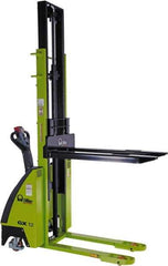 Vestil - 2,500 Lb Capacity, 89" Lift Height, Battery Operated Self-Propelled Electric Stacker - 45" Fork Length x 22" Fork Width - USA Tool & Supply