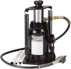 Omega Lift Equipment - 20 Ton Capacity Hydraulic Bottle Jack - 9-5/8" to 18-7/8" High, 9-1/4" Piston Stroke, 6" Screw Length, 6-3/4" Long x 9" Wide Base - USA Tool & Supply